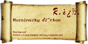 Ruzsinszky Árkos névjegykártya
